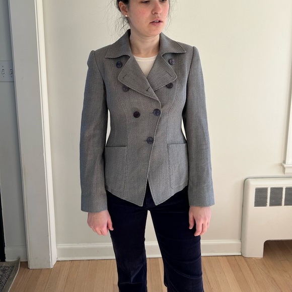 ARMANI COLLEZIONI  ITALY double breasted pleated blazer Sz 2 designer Veronica - Picture 1 of 9